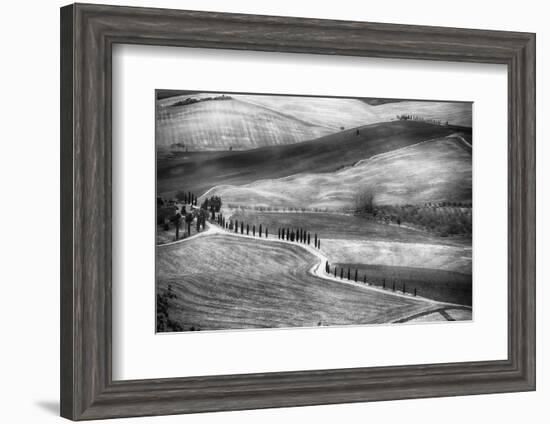 Country Road in Val D'Orcia, Tuscany-George Oze-Framed Photographic Print