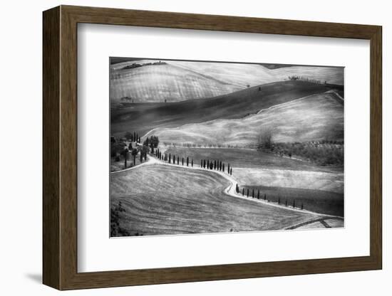 Country Road in Val D'Orcia, Tuscany-George Oze-Framed Photographic Print