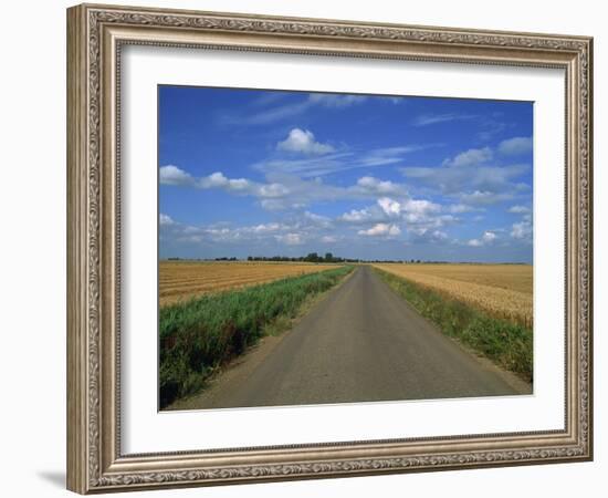 Country Road Through Fields in Fenland Near Peterborough, Cambridgeshire, England, United Kingdom-Lee Frost-Framed Photographic Print