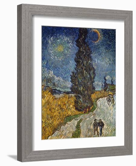 Country Road with Cypress and Star, 1890-Vincent van Gogh-Framed Premium Giclee Print