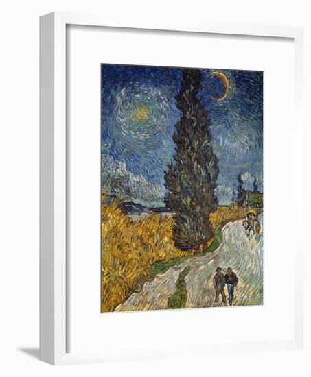 Country Road with Cypress and Star, 1890-Vincent van Gogh-Framed Premium Giclee Print