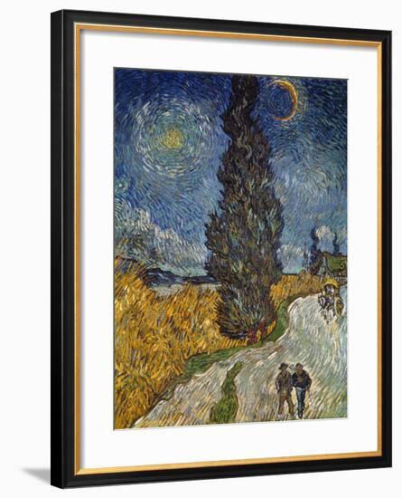 Country Road with Cypress and Star, 1890-Vincent van Gogh-Framed Premium Giclee Print