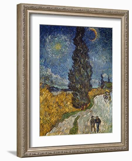 Country Road with Cypress and Star, 1890-Vincent van Gogh-Framed Giclee Print