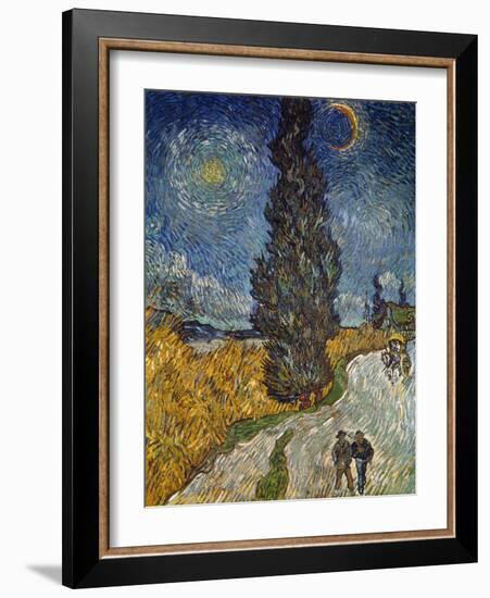 Country Road with Cypress and Star, 1890-Vincent van Gogh-Framed Giclee Print