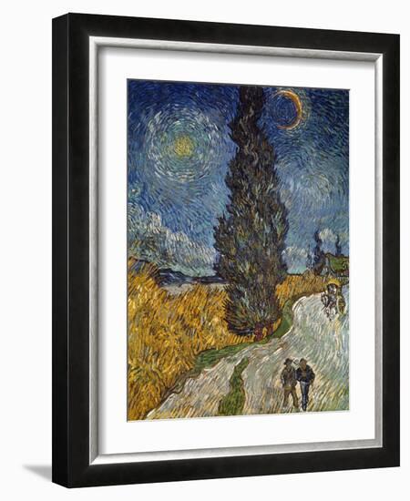 Country Road with Cypress and Star, 1890-Vincent van Gogh-Framed Giclee Print