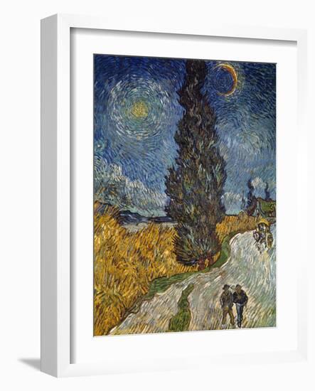 Country Road with Cypress and Star, 1890-Vincent van Gogh-Framed Giclee Print