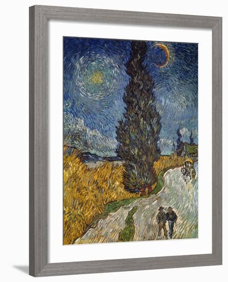 Country Road with Cypress and Star, 1890-Vincent van Gogh-Framed Giclee Print