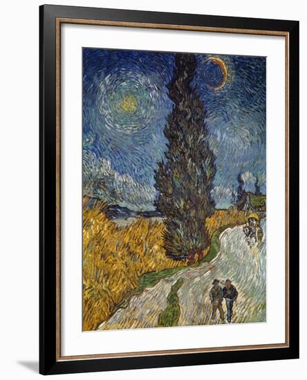 Country Road with Cypress and Star, 1890-Vincent van Gogh-Framed Giclee Print