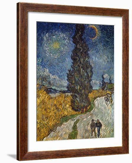 Country Road with Cypress and Star, 1890-Vincent van Gogh-Framed Giclee Print