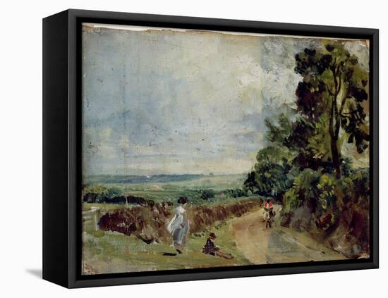 Country Road with Trees and Figures-John Constable-Framed Premier Image Canvas