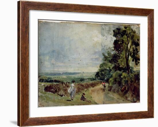 Country Road with Trees and Figures-John Constable-Framed Giclee Print