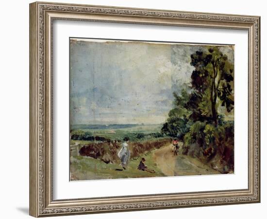 Country Road with Trees and Figures-John Constable-Framed Giclee Print