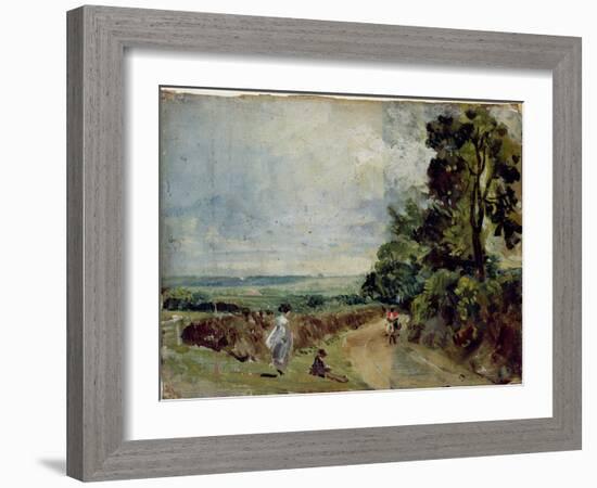 Country Road with Trees and Figures-John Constable-Framed Giclee Print