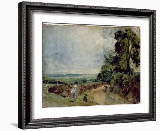 Country Road with Trees and Figures-John Constable-Framed Giclee Print