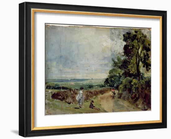 Country Road with Trees and Figures-John Constable-Framed Giclee Print