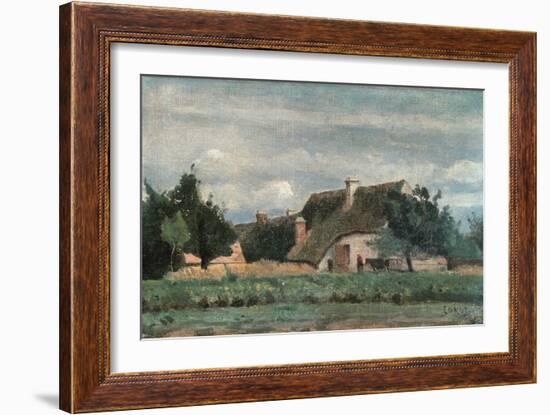 Country Scene, Woman with a Cow (Oil on Canvas)-Jean Baptiste Camille Corot-Framed Giclee Print