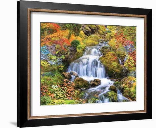 Country Stream In Bloom-null-Framed Art Print