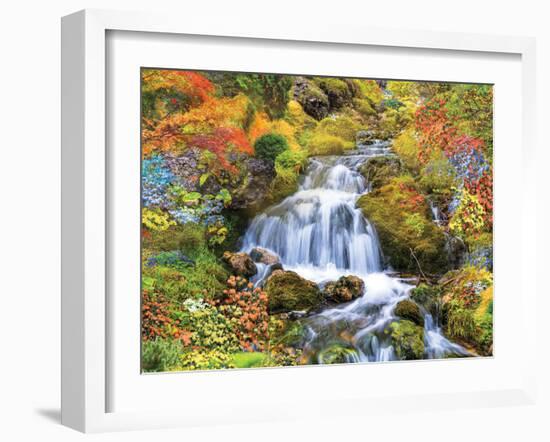 Country Stream In Bloom-null-Framed Art Print