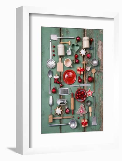 Country Style or Wooden Vintage Christmas Background for Kitchen and Menu Decoration.-Jeanette Dietl-Framed Photographic Print
