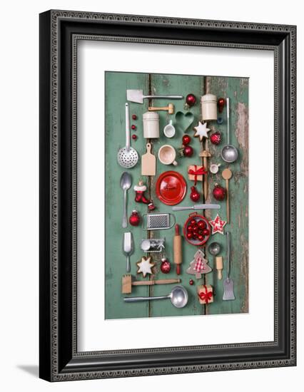 Country Style or Wooden Vintage Christmas Background for Kitchen and Menu Decoration.-Jeanette Dietl-Framed Photographic Print