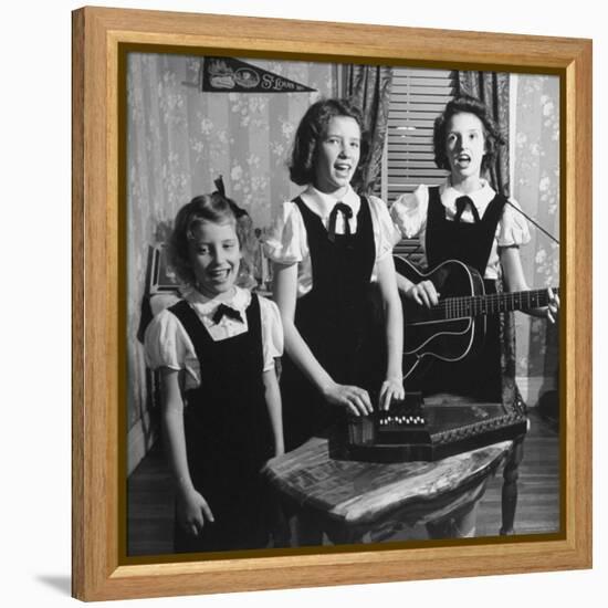 Country Western Singing Carter Sisters Anita, June and Helen, Singing, Playing Autoharp and Guitar-Eric Schaal-Framed Premier Image Canvas