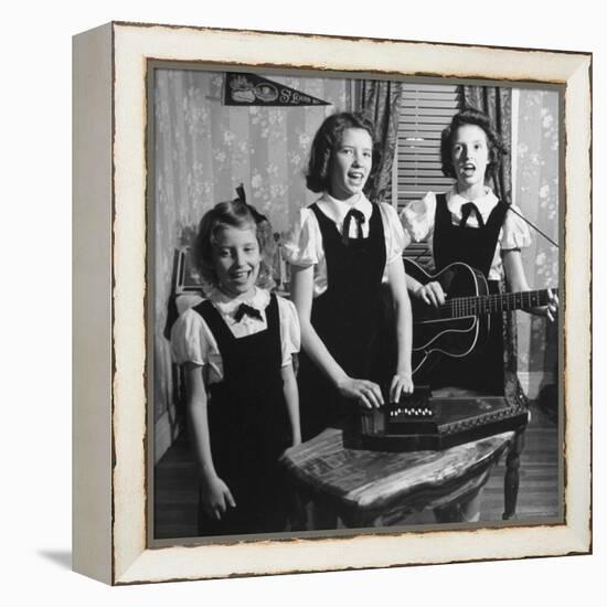Country Western Singing Carter Sisters Anita, June and Helen, Singing, Playing Autoharp and Guitar-Eric Schaal-Framed Premier Image Canvas