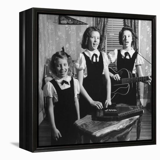 Country Western Singing Carter Sisters Anita, June and Helen, Singing, Playing Autoharp and Guitar-Eric Schaal-Framed Premier Image Canvas