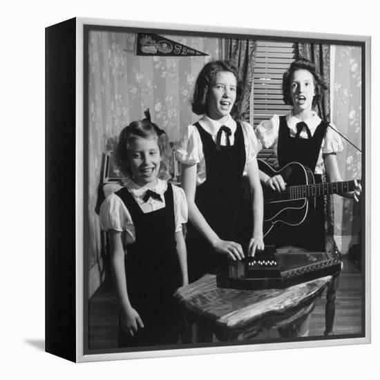 Country Western Singing Carter Sisters Anita, June and Helen, Singing, Playing Autoharp and Guitar-Eric Schaal-Framed Premier Image Canvas