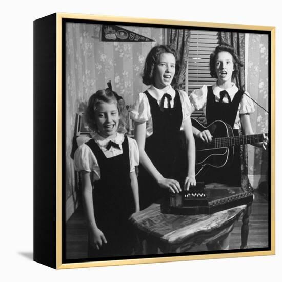 Country Western Singing Carter Sisters Anita, June and Helen, Singing, Playing Autoharp and Guitar-Eric Schaal-Framed Premier Image Canvas