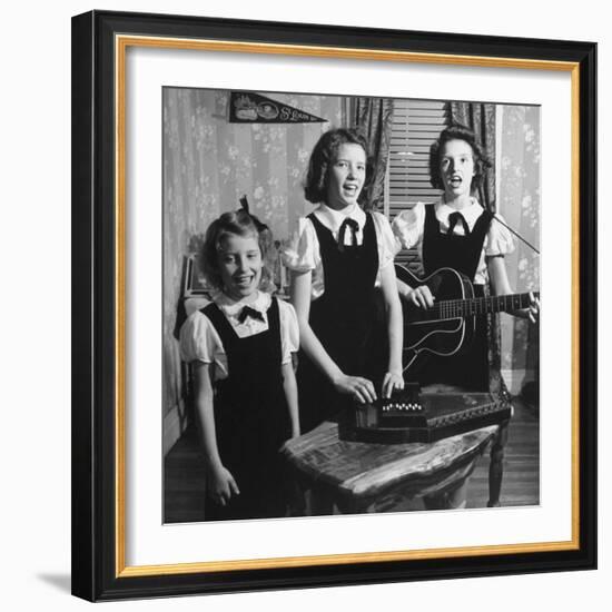 Country Western Singing Carter Sisters Anita, June and Helen, Singing, Playing Autoharp and Guitar-Eric Schaal-Framed Premium Photographic Print