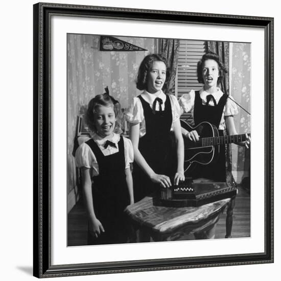 Country Western Singing Carter Sisters Anita, June and Helen, Singing, Playing Autoharp and Guitar-Eric Schaal-Framed Premium Photographic Print