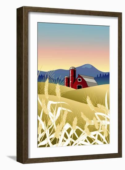 Country Wheat Farm-Linda Braucht-Framed Giclee Print