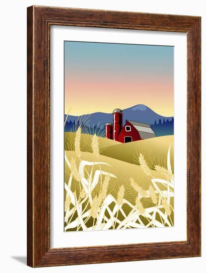 Country Wheat Farm-Linda Braucht-Framed Giclee Print