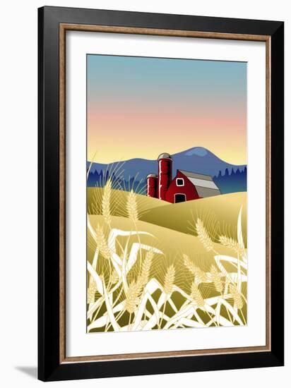 Country Wheat Farm-Linda Braucht-Framed Giclee Print