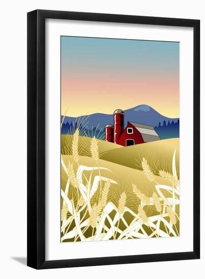 Country Wheat Farm-Linda Braucht-Framed Giclee Print