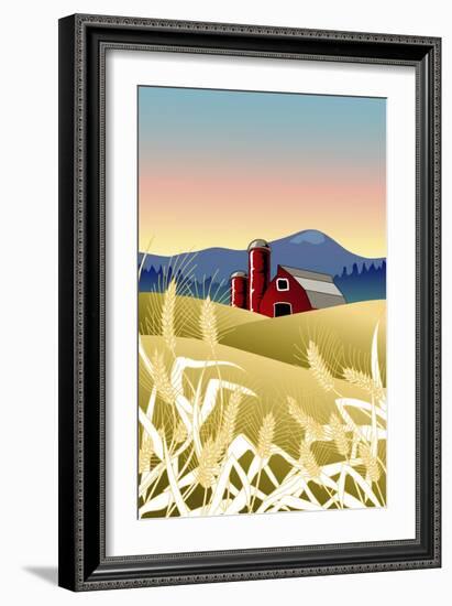 Country Wheat Farm-Linda Braucht-Framed Giclee Print