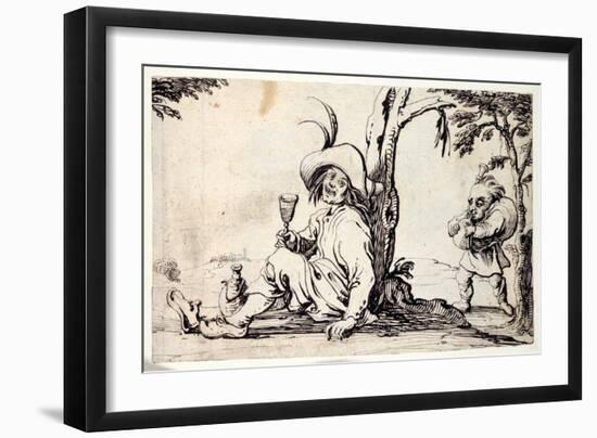 Countryman Seated Refreshing Himself and a Dwarf with Bagpipes-Johann Wilhelm Baur-Framed Giclee Print