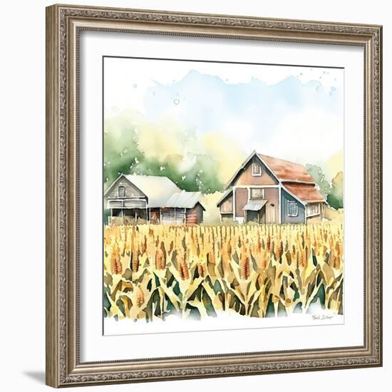 Countryside Autumn Barn V-Nicole DeCamp-Framed Art Print