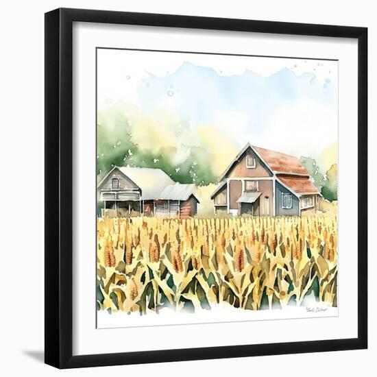 Countryside Autumn Barn V-Nicole DeCamp-Framed Art Print