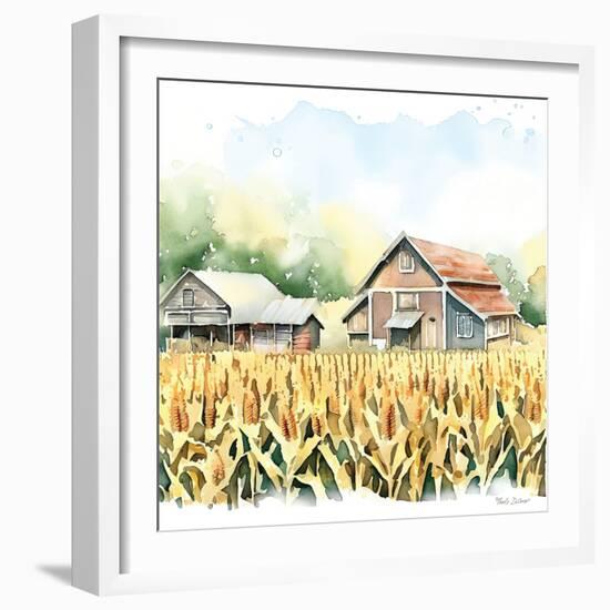 Countryside Autumn Barn V-Nicole DeCamp-Framed Art Print