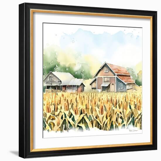 Countryside Autumn Barn V-Nicole DeCamp-Framed Art Print