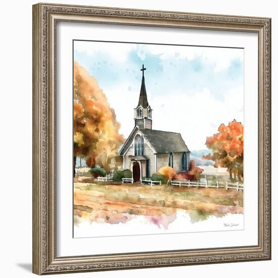 Countryside Autumn Church I-Nicole DeCamp-Framed Art Print