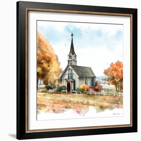 Countryside Autumn Church I-Nicole DeCamp-Framed Art Print