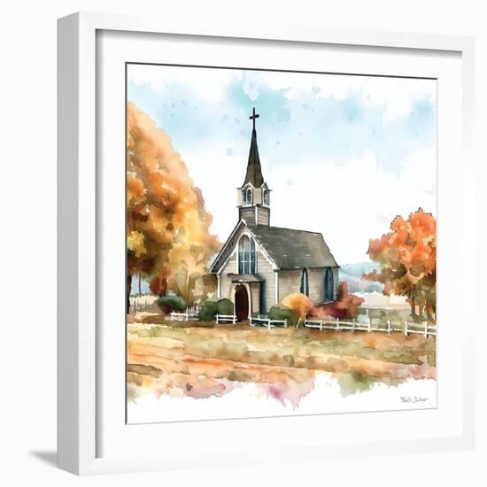 Countryside Autumn Church I-Nicole DeCamp-Framed Art Print