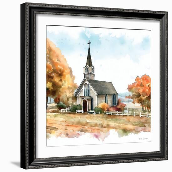 Countryside Autumn Church I-Nicole DeCamp-Framed Art Print