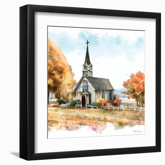 Countryside Autumn Church I-Nicole DeCamp-Framed Art Print