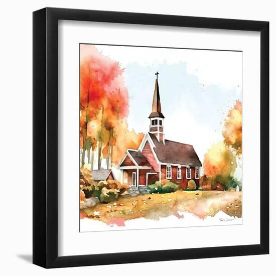 Countryside Autumn Church II-Nicole DeCamp-Framed Art Print