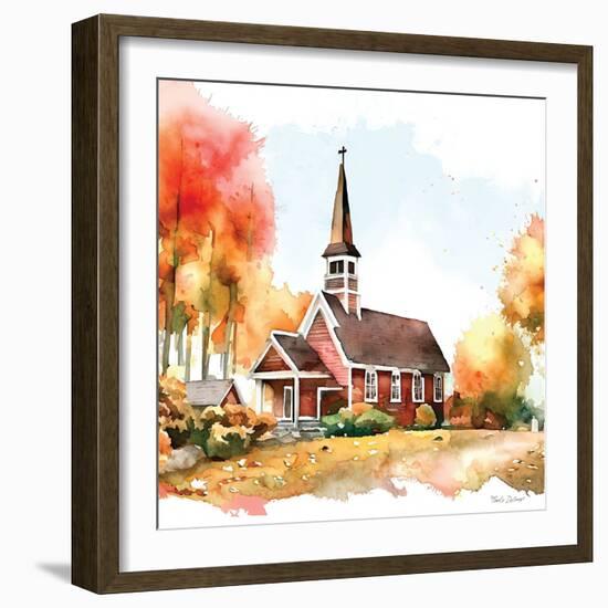 Countryside Autumn Church II-Nicole DeCamp-Framed Art Print