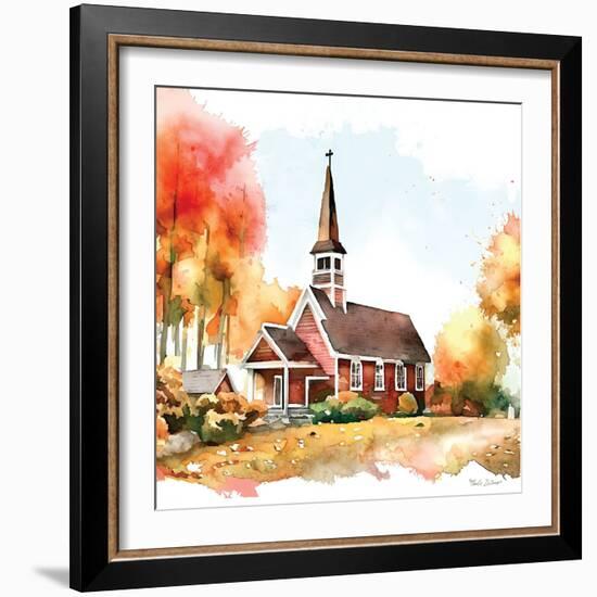 Countryside Autumn Church II-Nicole DeCamp-Framed Art Print