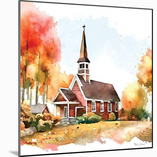 Countryside Autumn Church II-Nicole DeCamp-Mounted Art Print